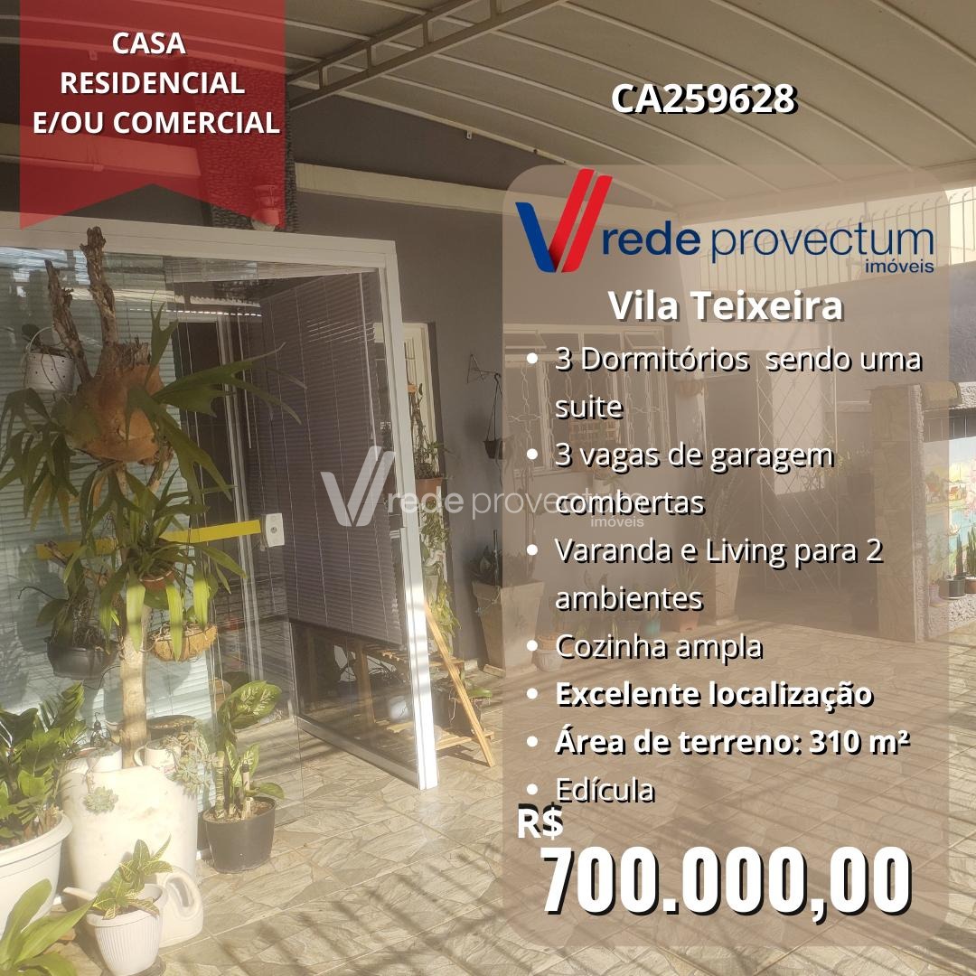 CA259628 | Casa venda Vila Teixeira | Campinas/SP